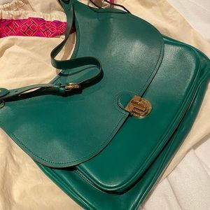 Green Tory Burch hobo saddalrina large bag